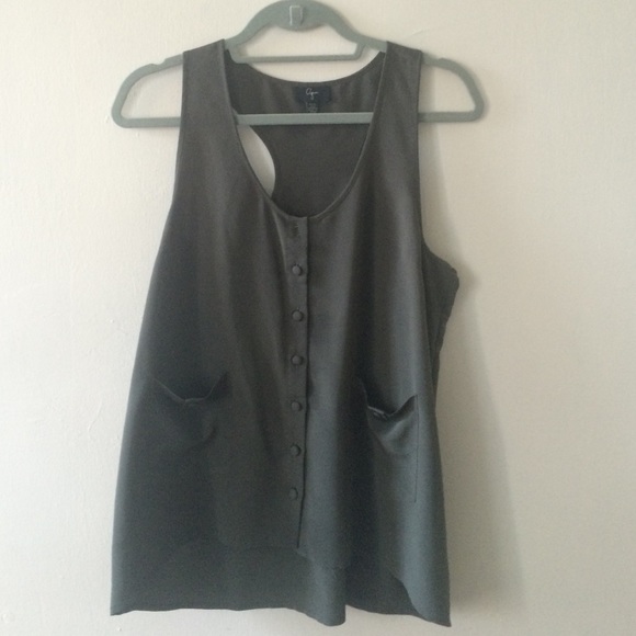 Army green racer back tank - Picture 1 of 4