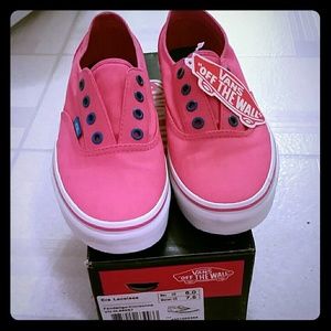 Hot Pink Slip On Vans Blue Eyelet Era Laceless Sneakers Mens 6 Womens 7.5