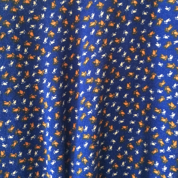 Blue cap-sleeved printed dress with original belt - Picture 3 of 4