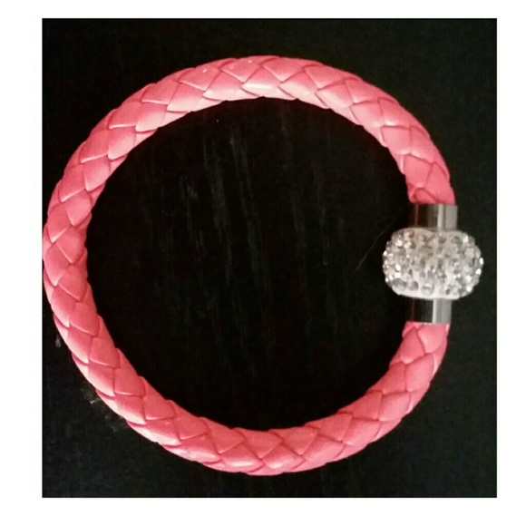 Coral Pink Braided Rope Bracelet Magnetic Closure