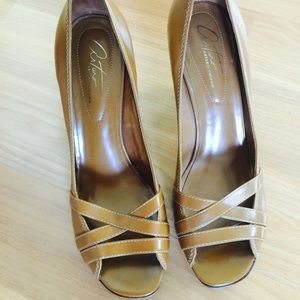 Arturo Chiang Brown Peep Toe Pumps Size 8