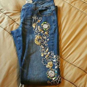 Rampage beaded and sequin denim