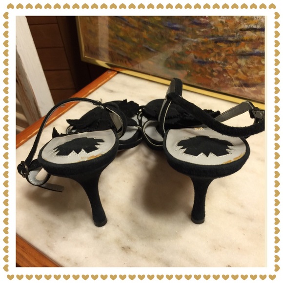 SALE🌷SZ6.5-BLACK SUEDE 4" HEEL MAX STUDIO SANDALS - Picture 3 of 4