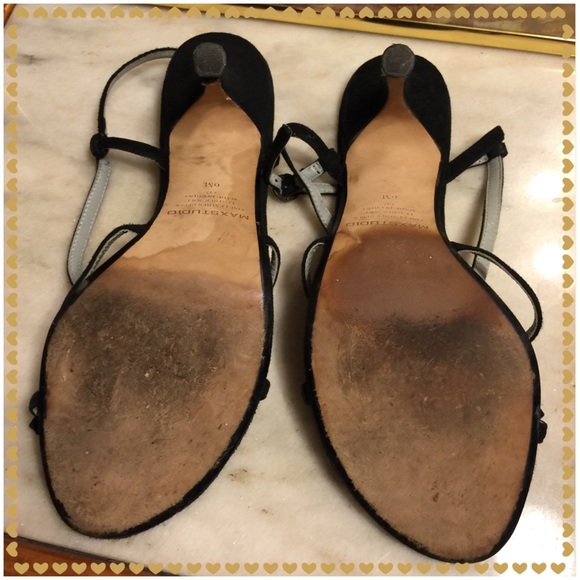 SALE🌷SZ6.5-BLACK SUEDE 4" HEEL MAX STUDIO SANDALS - Picture 4 of 4