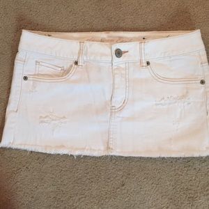 American Eagle White Jean Mini Skirt