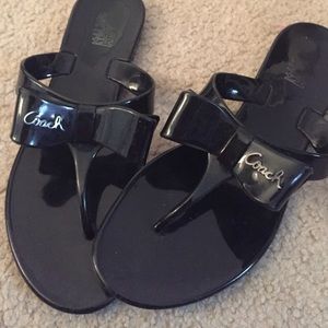 Black Coach flip flops with bow!!!!