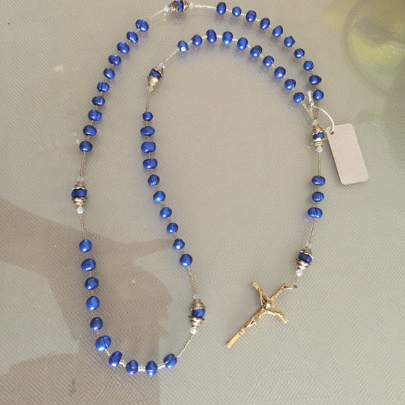 gold tone fresh blue water pearls