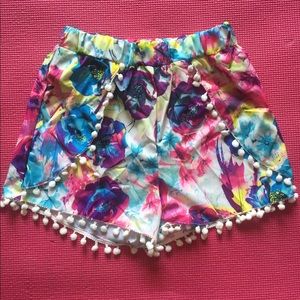 Flower print Pom Pom shorts