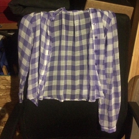 Flannel purple and white plaid - Picture 1 of 1