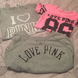 Pink bundle! Sweatshirt and 2 short sleeve shirts!