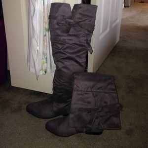 Grey Boots with Bows