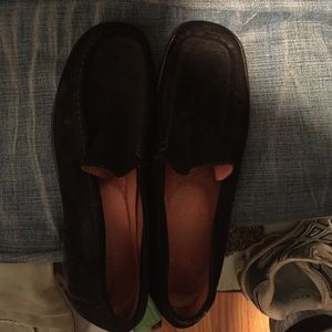 Black suede women's loafer