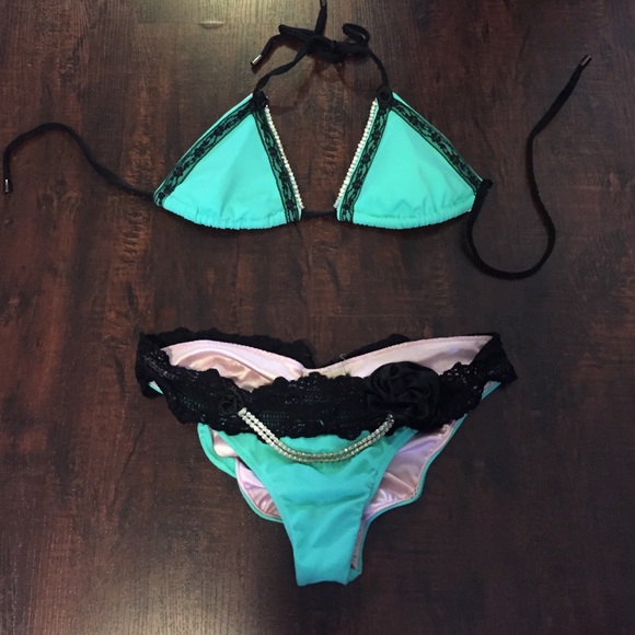 Bling bikini from Diane's, lace bottoms