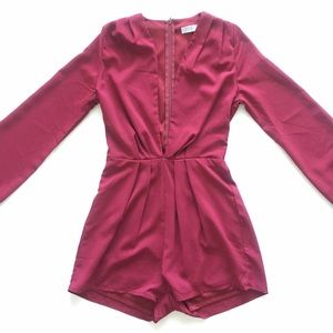 NWOT Tobi Deep Plunge Romper in Wine