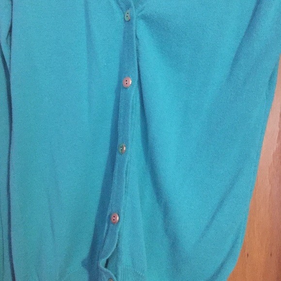 Turquoise Button Down Cardigan - Picture 3 of 4