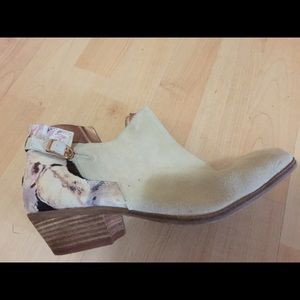 White heeled booties