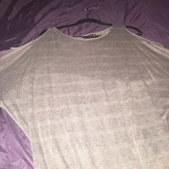 Sheer grey cold shoulder top size L