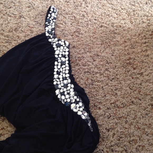 Cute navy blue and jeweled homecoming dress - Picture 2 of 2