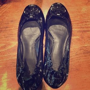 Tory Burch Black Patent Leather Flats Size 9