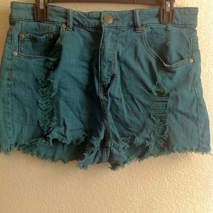 Teal High Waisted Shorts