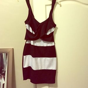 White and black bodycon dress