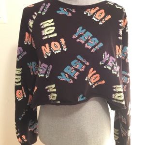 "Yes, No" Cropped Sweater