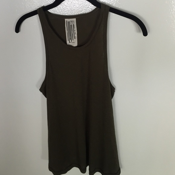 Free People Rayon Slub Long Beach Tank in Olive