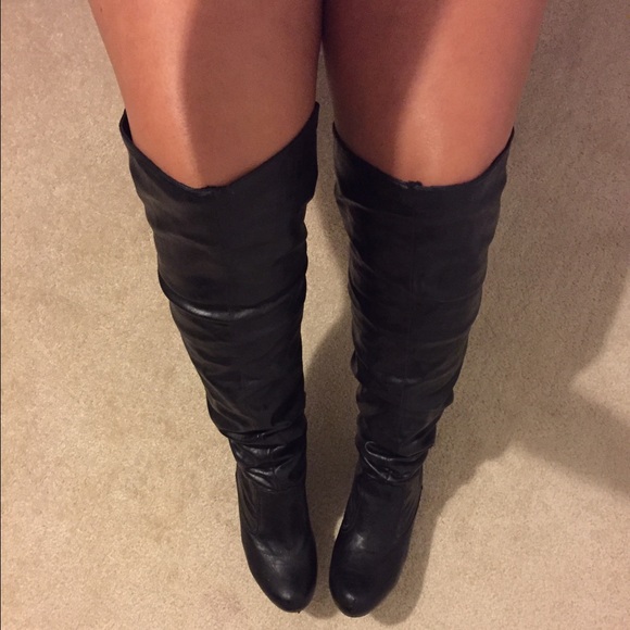 Over the knee black leather boots!
