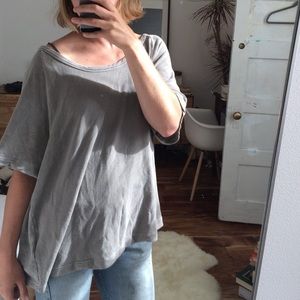 James Perse Off-The-Shoulder Grey Jersey Tee