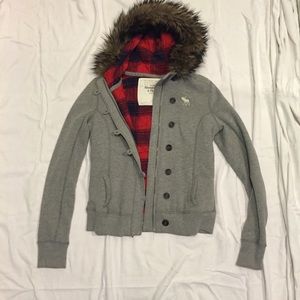Abercrombie fur hood button up sweatshirt