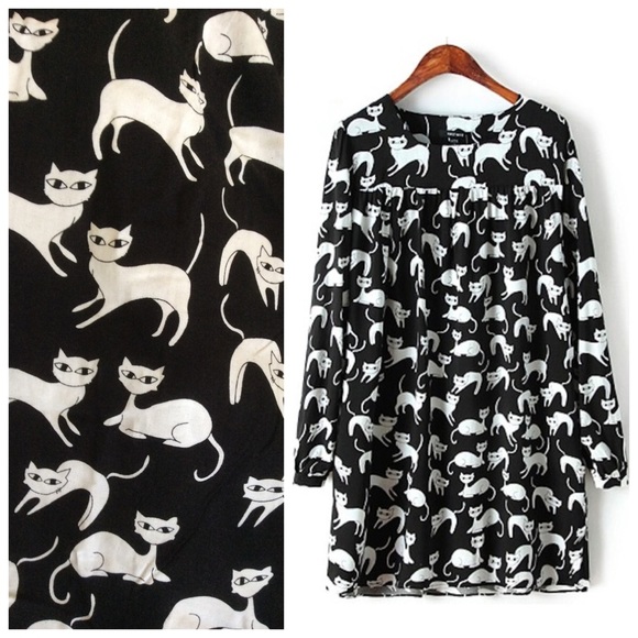 Dresses & Skirts - 🆕 ASOS Graphic Cat Print Swing Dress