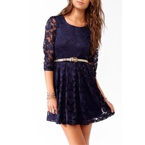Forever 21 Navy Blue Lace Dress Small