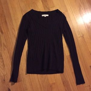 LOFT Deep Purple V-Neck Sweater (XS)
