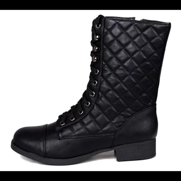 Black quilted combat boots