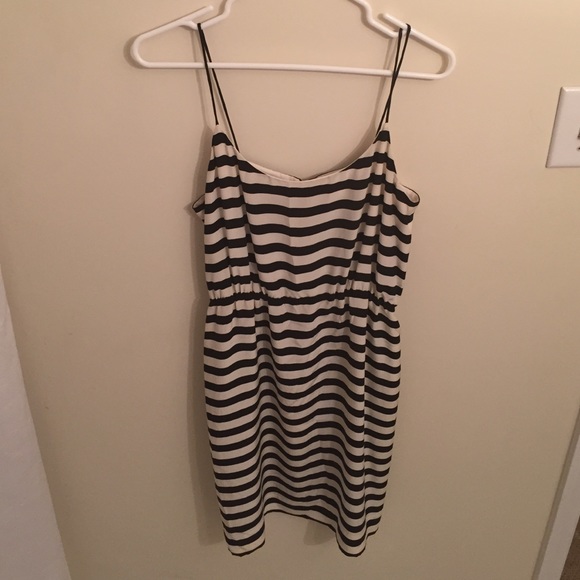 J.Crew silk black and white stripe dress