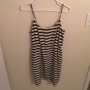 J.Crew silk black and white stripe dress