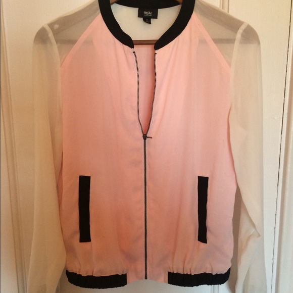 Pink and white bomber jacket