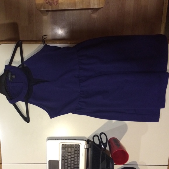 Mesh-inset halter dress in dark purple