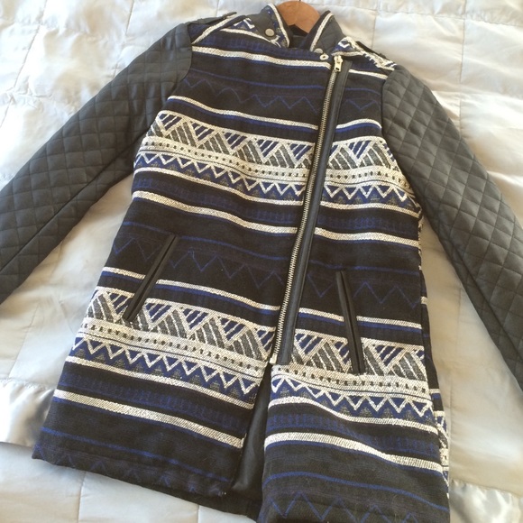 Dark blue and black winter coat
