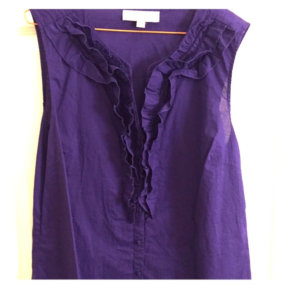 Royal purple button-down ruffle blouse