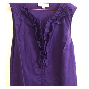 Royal purple button-down ruffle blouse