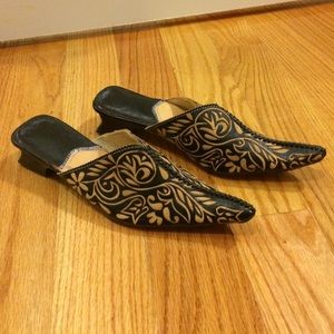 Moroccan Black Leather Pointed Shoes