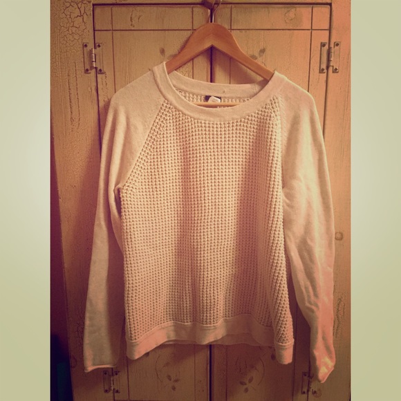 Cream J Crew Waffle Sweater