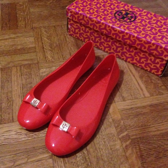 Tory Burch Orange Jelly Flats