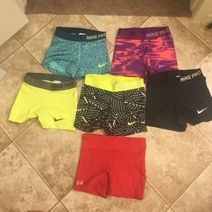 Nike pro shorts and one UA