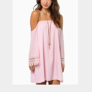 Light pink off the shoulder dress