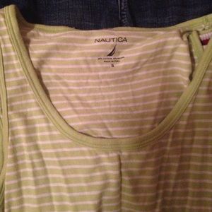 Nautica green and white strip tee