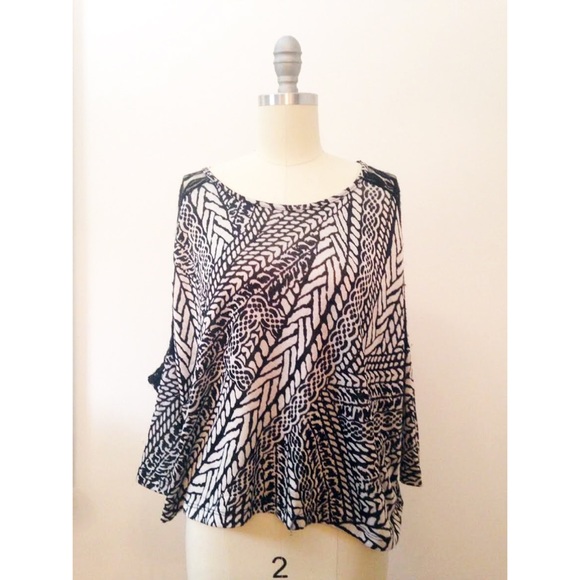 Black and White Knit Top with Shoulder Lace