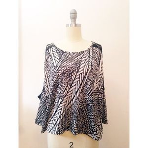 Black and White Knit Top with Shoulder Lace