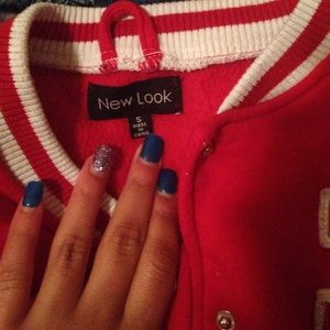 Red and white Letterman jacket